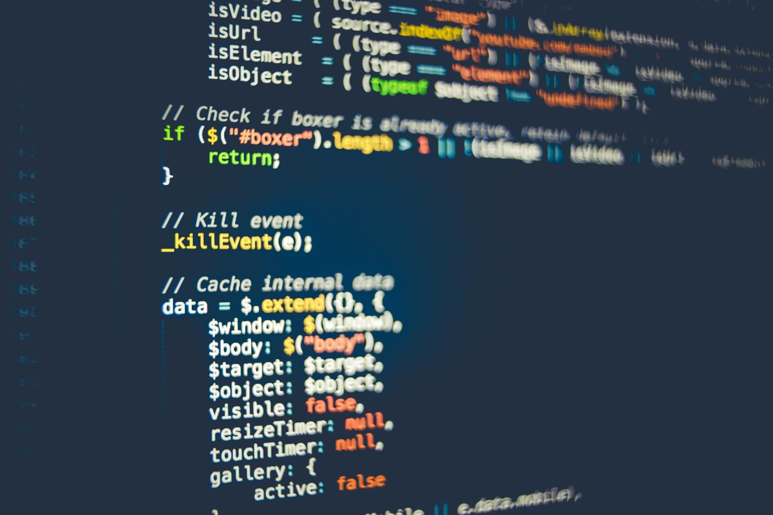 Close-up of code on a computer screen.